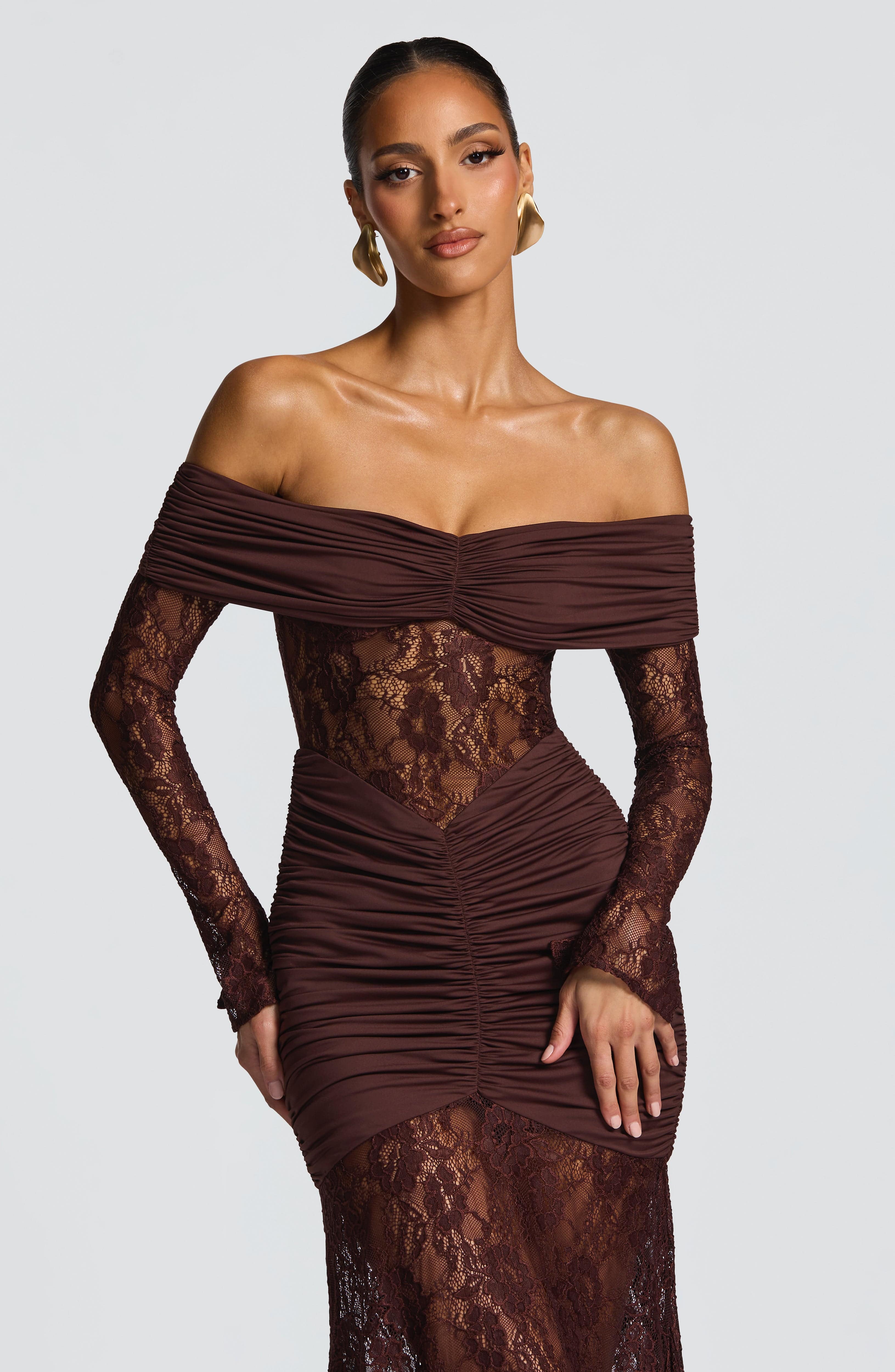 Sauline Maxi Dress - Plum Brown - Image 8