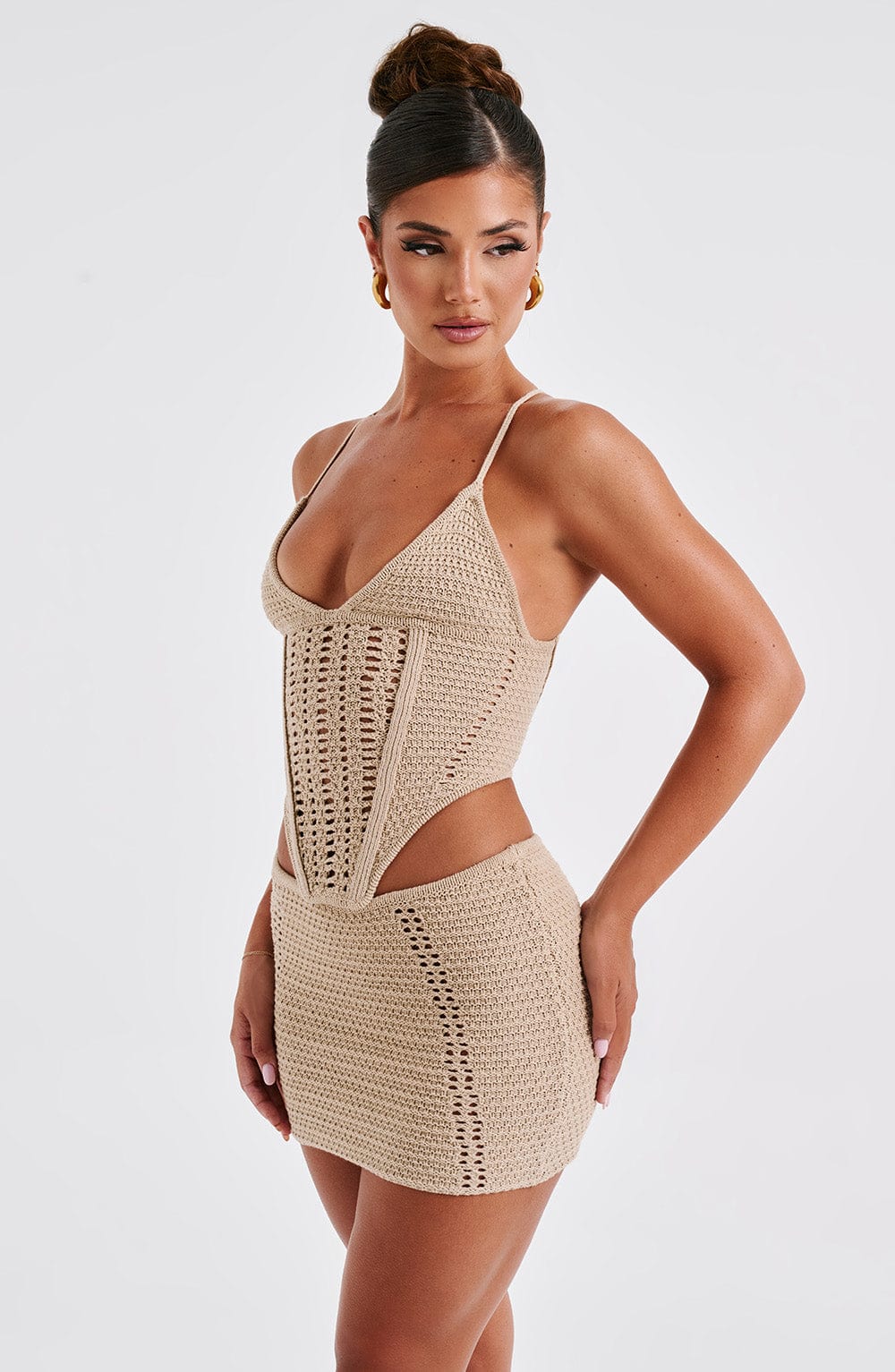 Selma Mini Skirt - Beige - Image 3