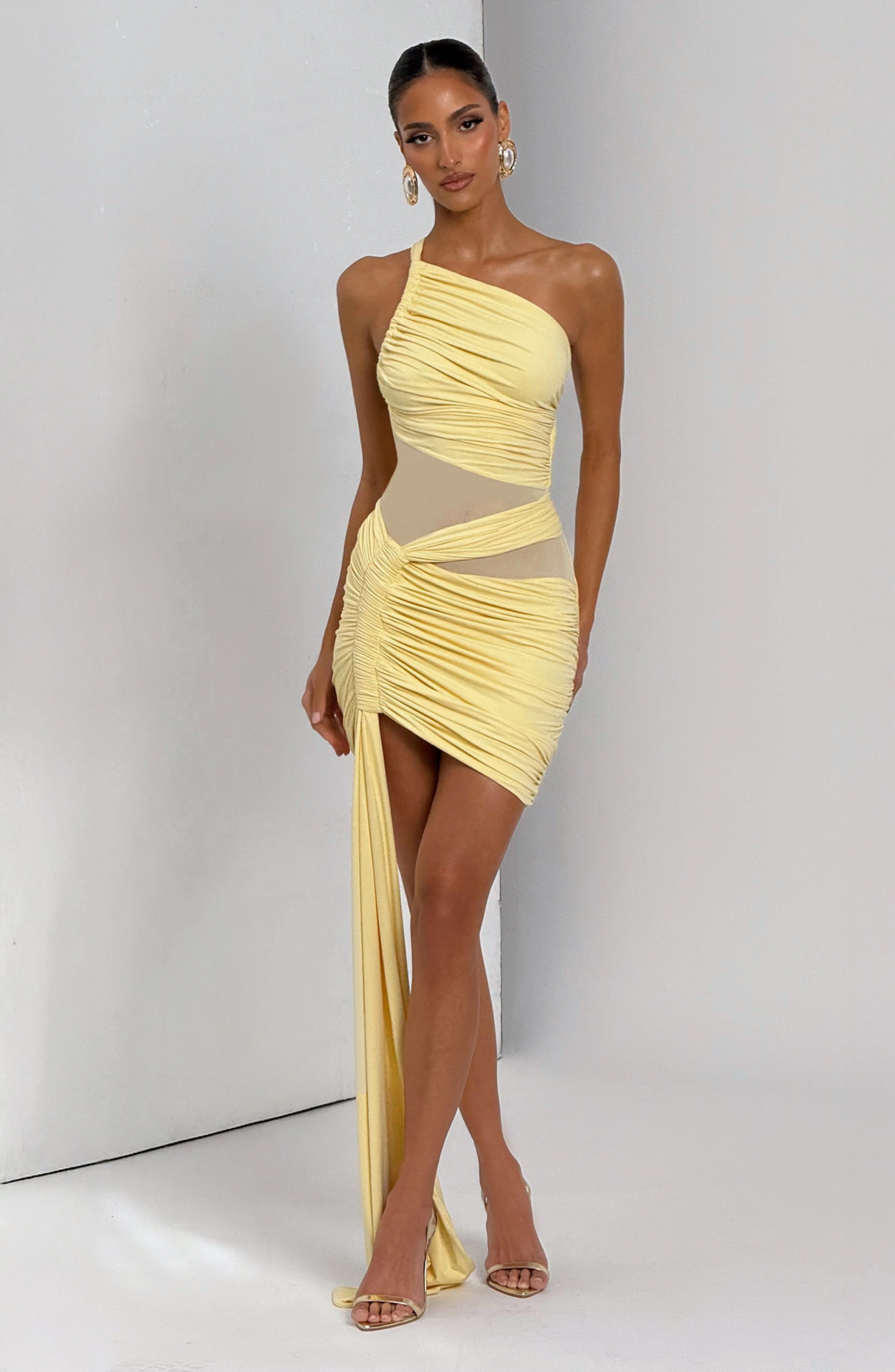 Shazia Mini Dress - Lemon - Image 7