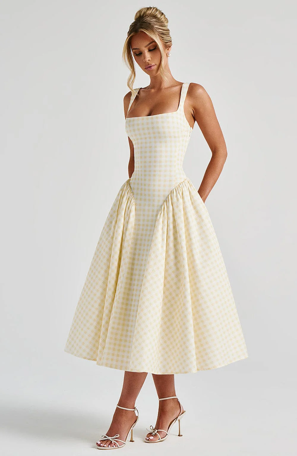 Sherrie Midi Dress - Lemon Gingham - Image 5