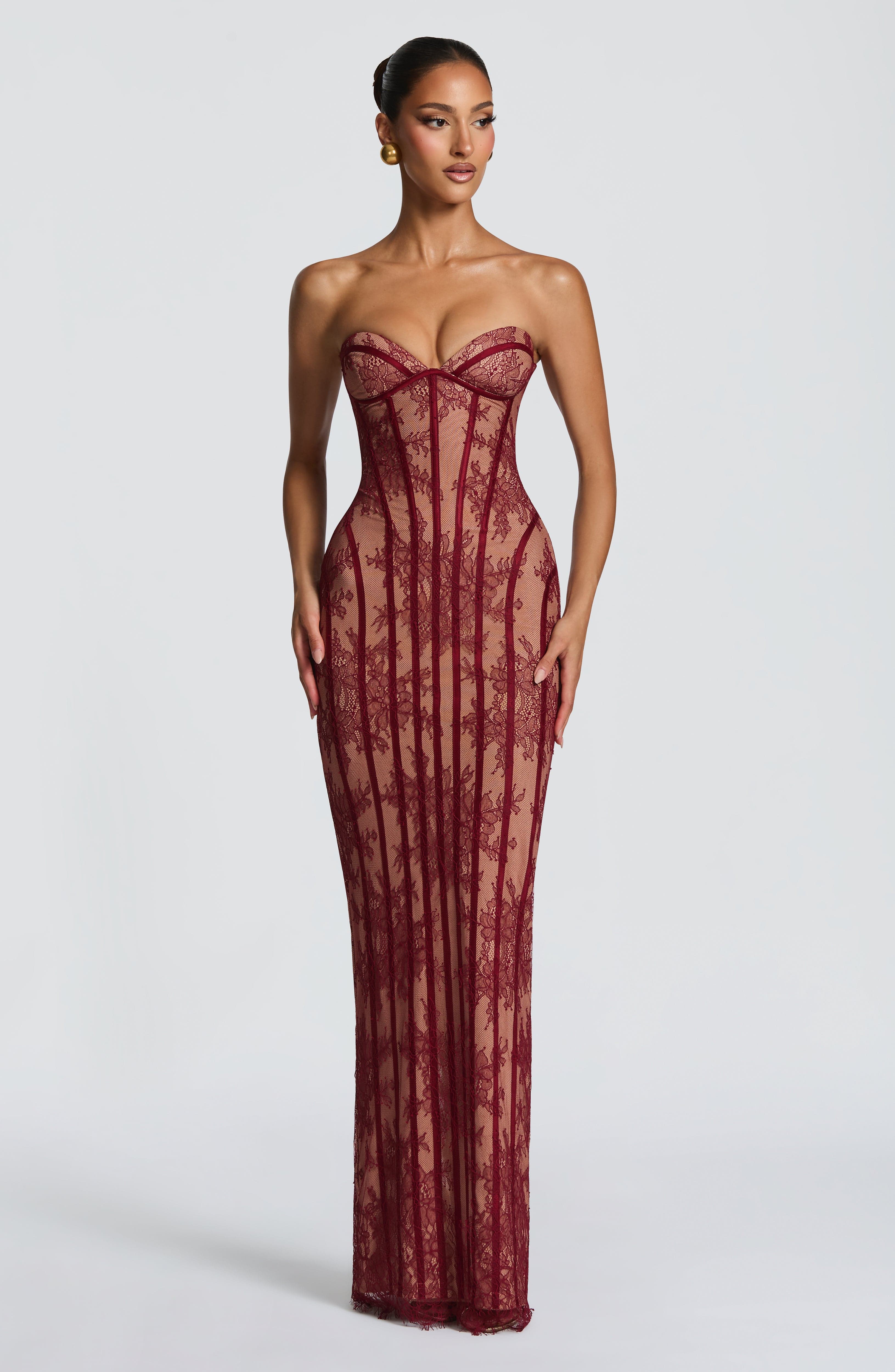 Sian Maxi Dress - Burgundy - Image 14