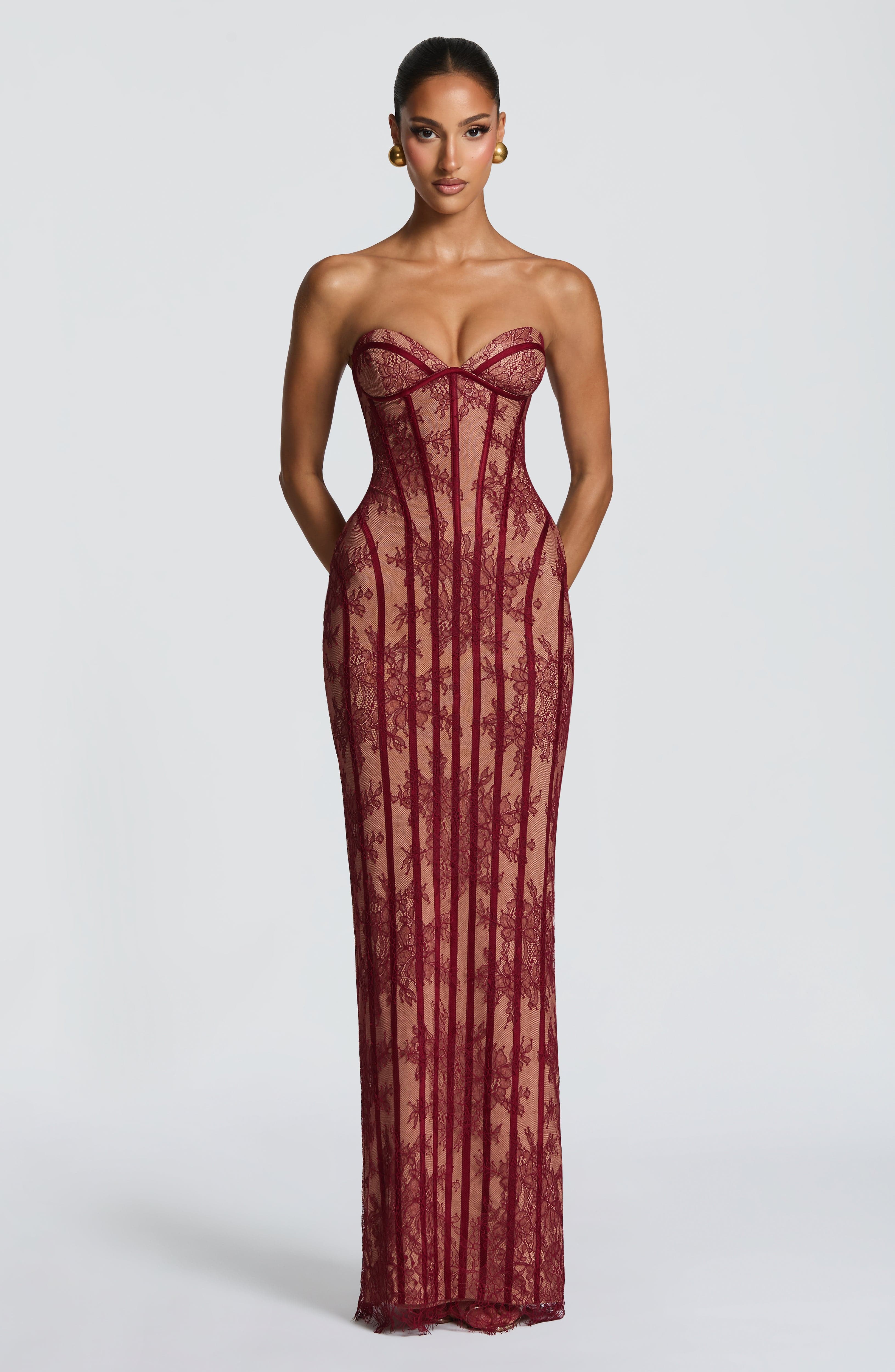 Sian Maxi Dress - Burgundy - Image 5