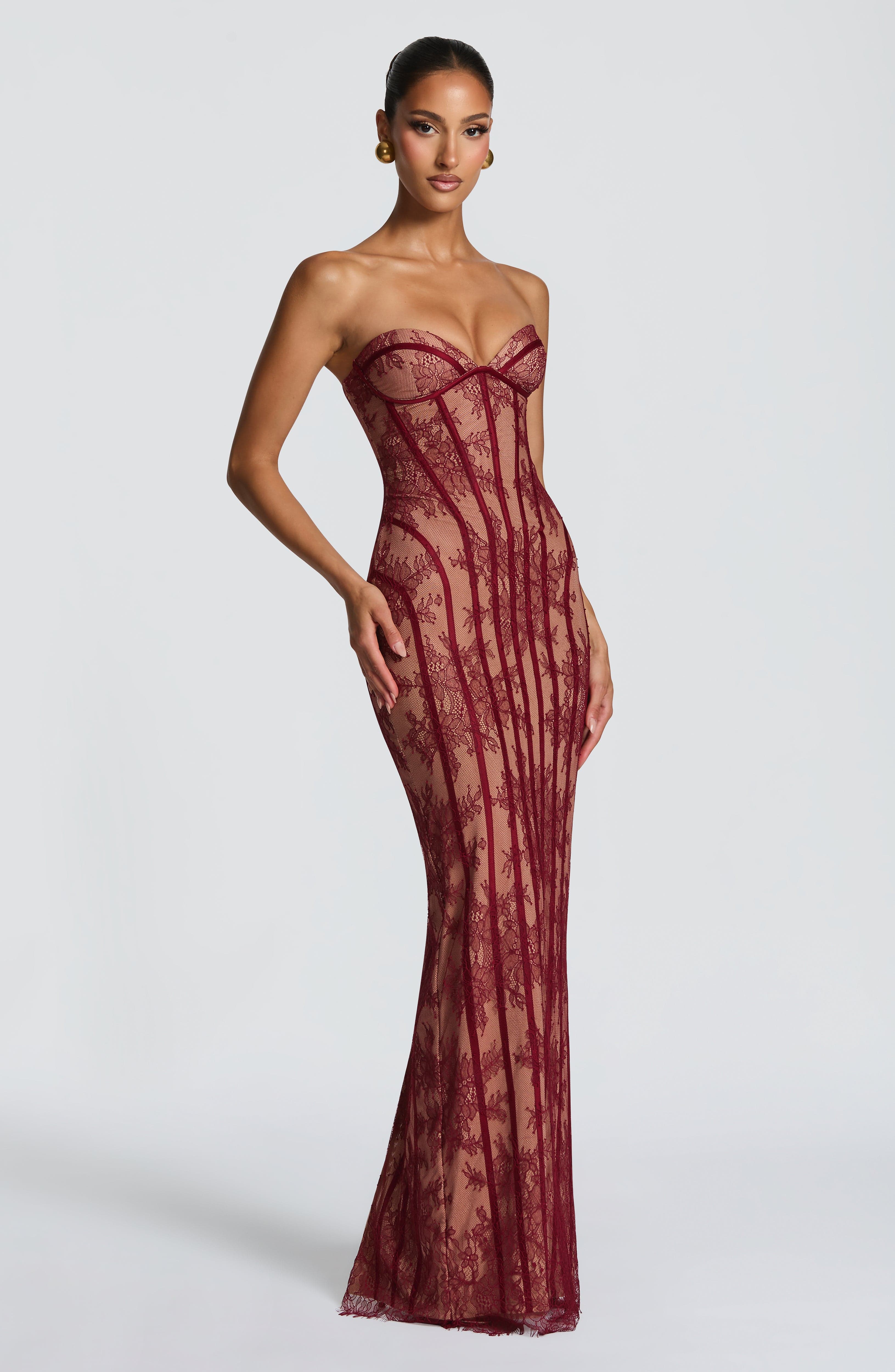 Sian Maxi Dress - Burgundy - Image 6