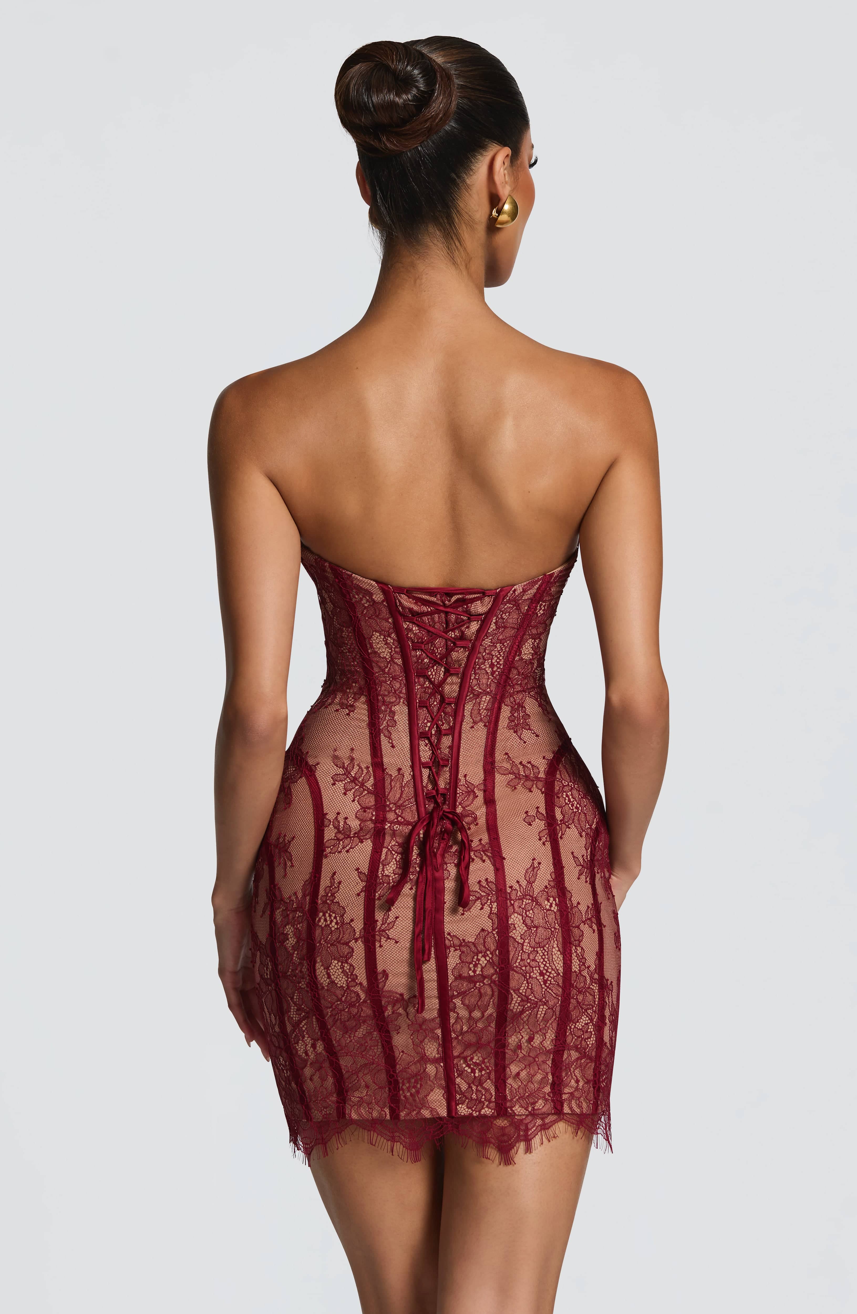 Sian Mini Dress - Burgundy - Image 2