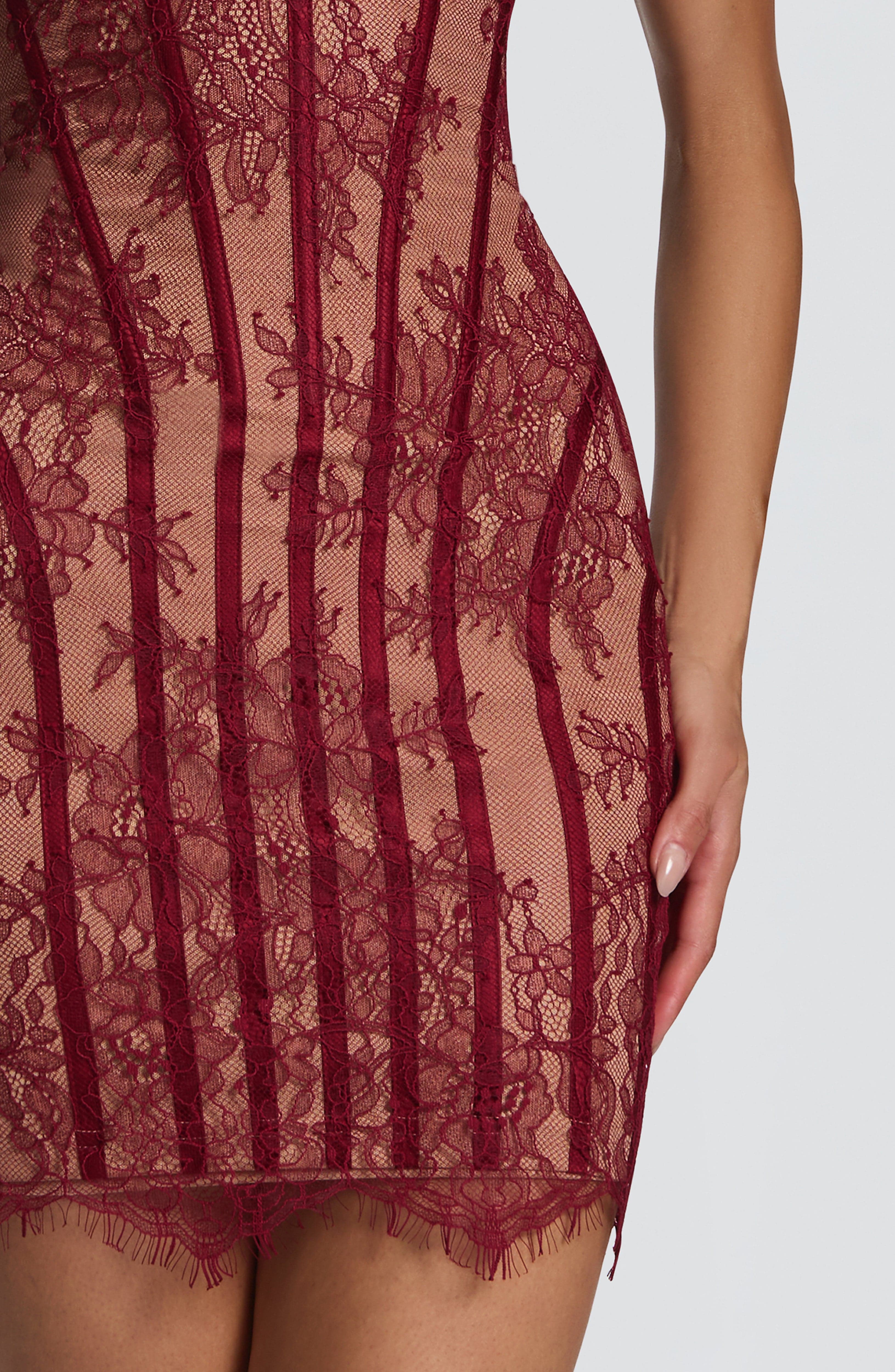 Sian Mini Dress - Burgundy - Image 4