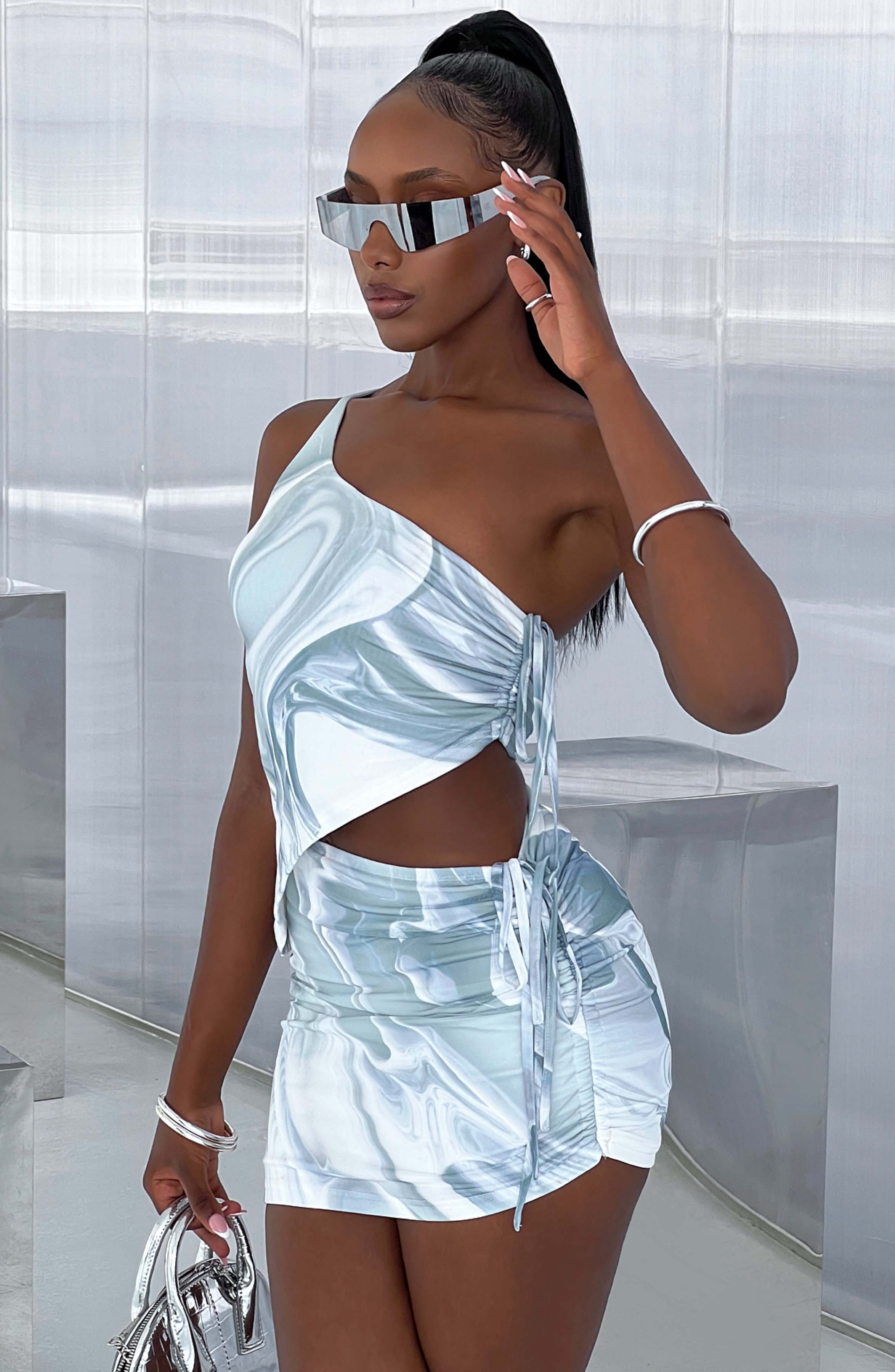 Stormi Mini Skirt - Grey Haze Print - Image 10