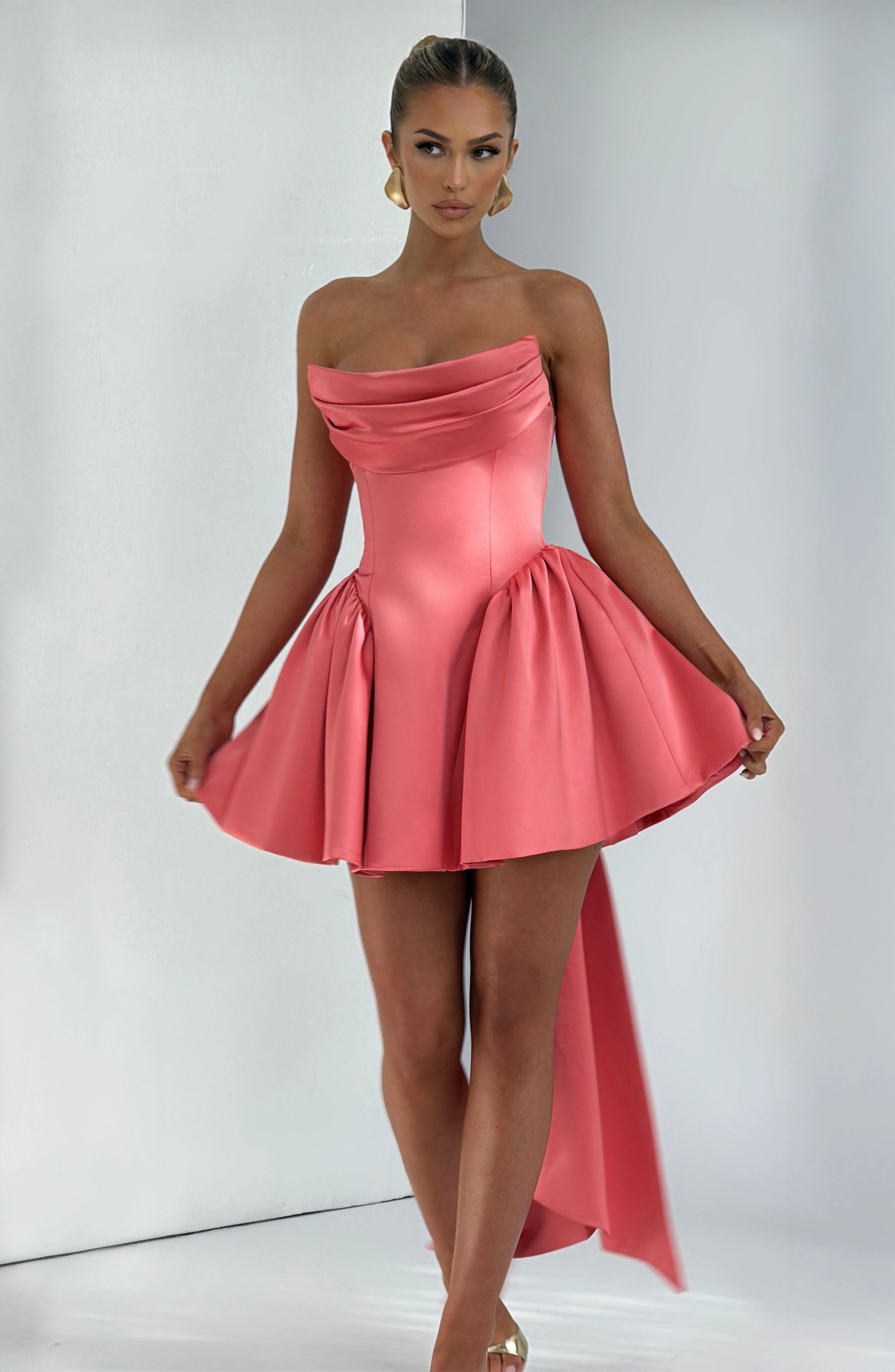 Trinity Mini Dress - Coral Pink - Image 3