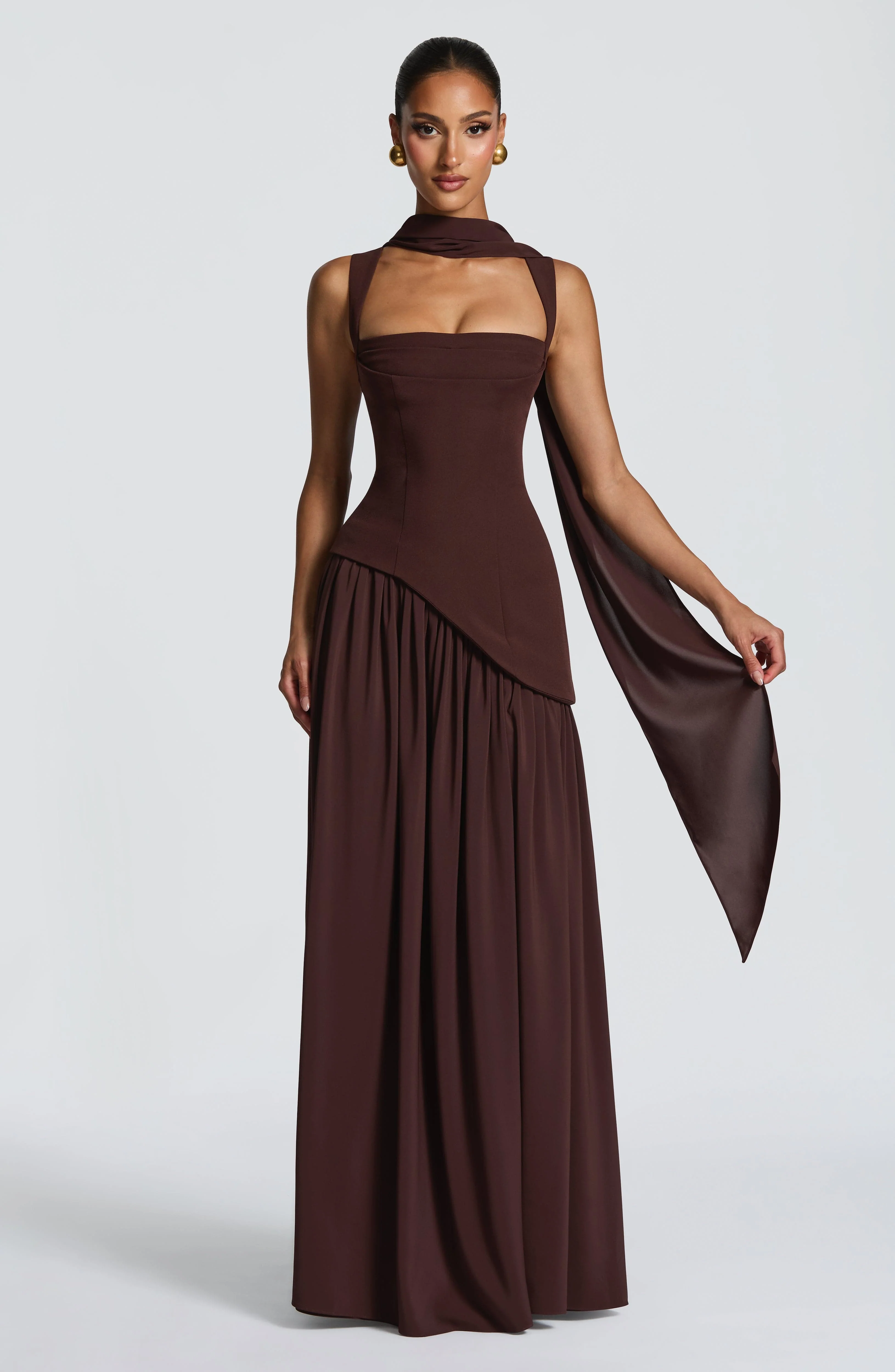 Tullulah Maxi Dress - Plum Brown - Image 2