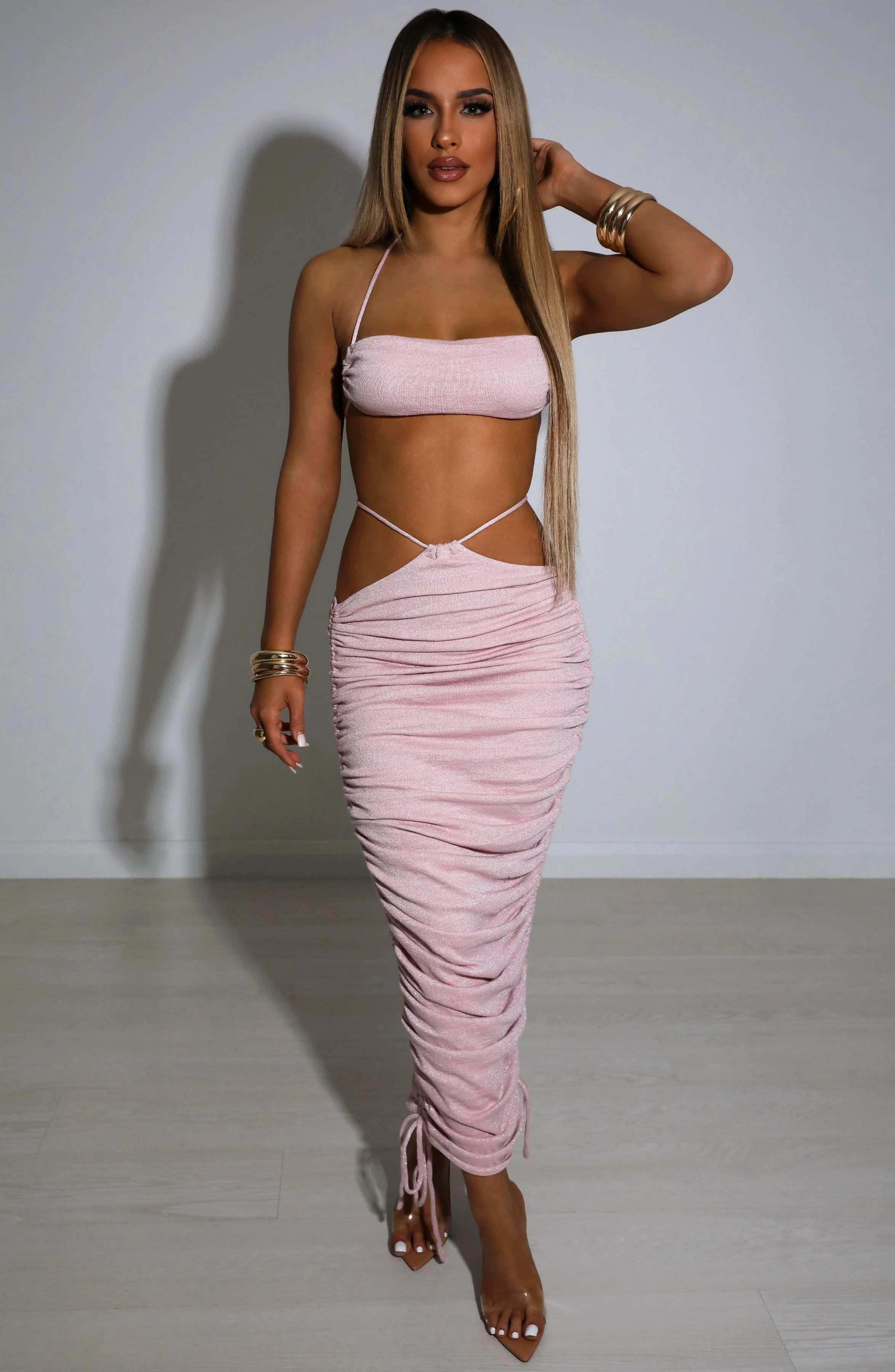 Valencia Maxi Skirt - Baby Pink Sparkle - Image 3
