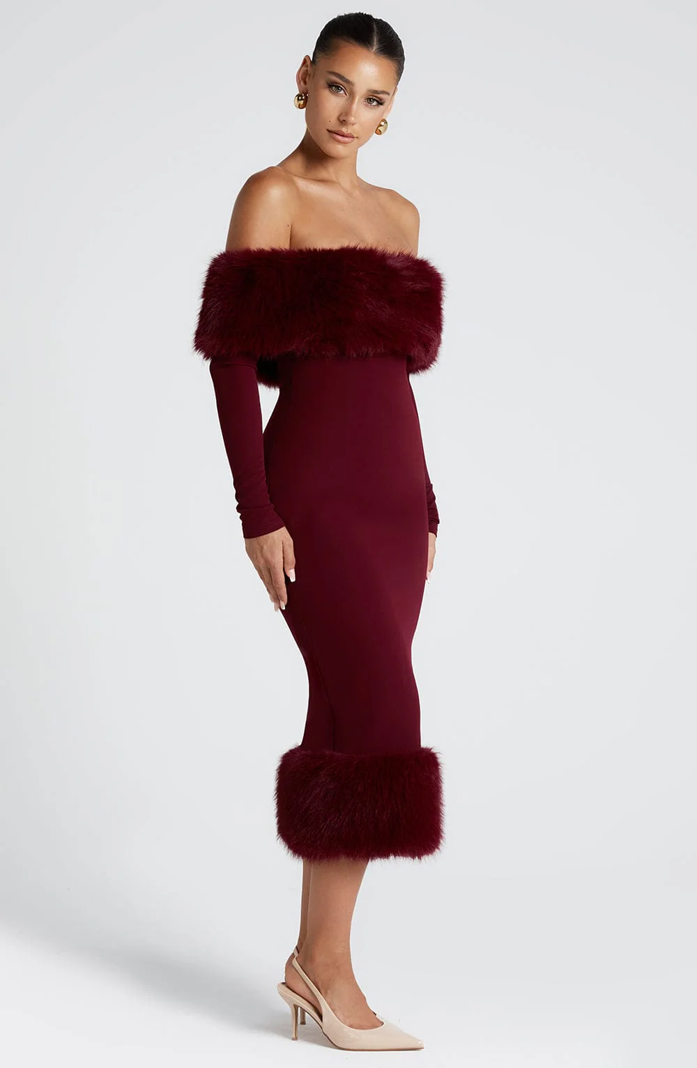 Vittoria Midi Dress - Wine - Image 2