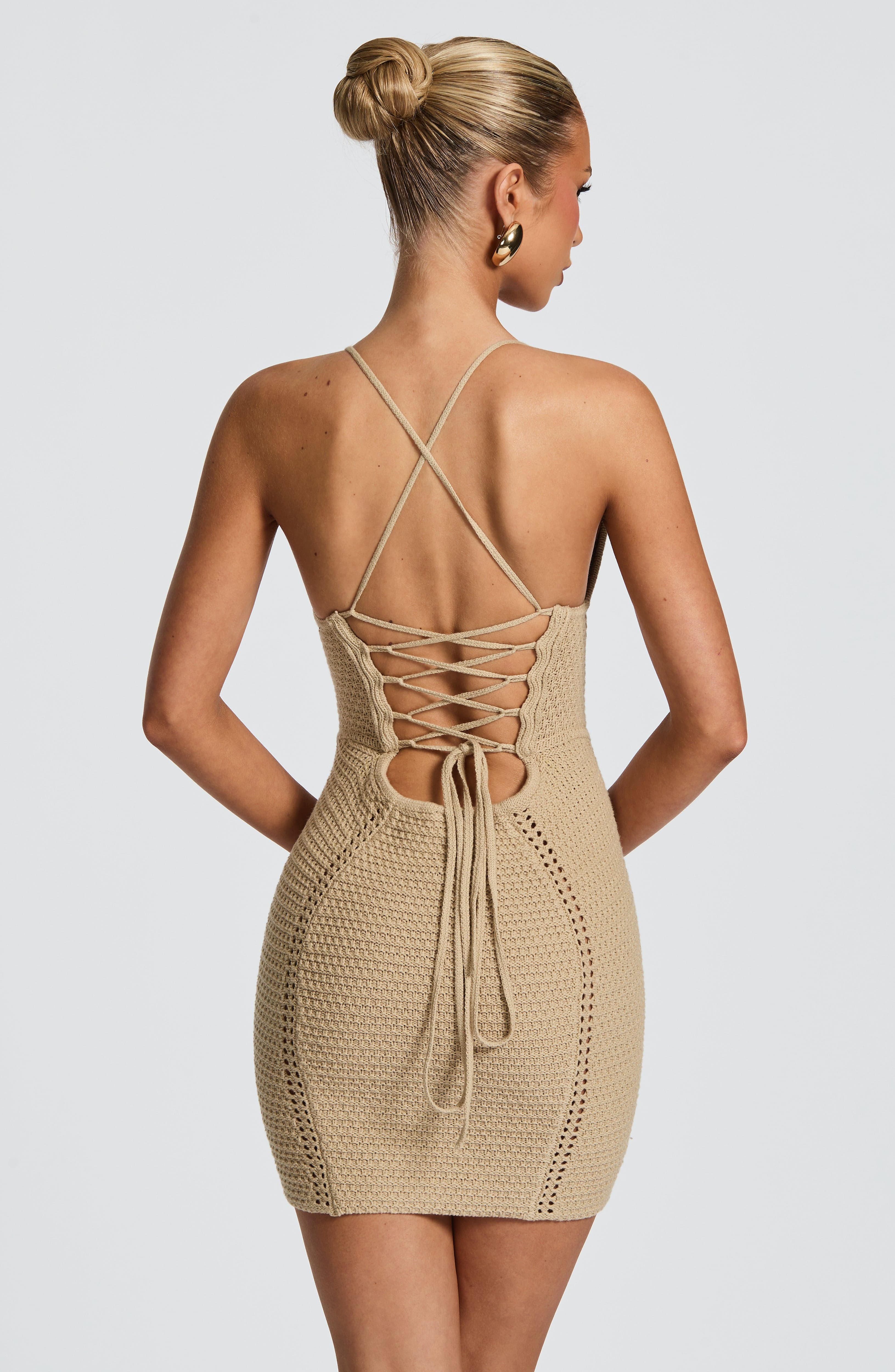 Xanthe Mini Dress - Beige - Image 3
