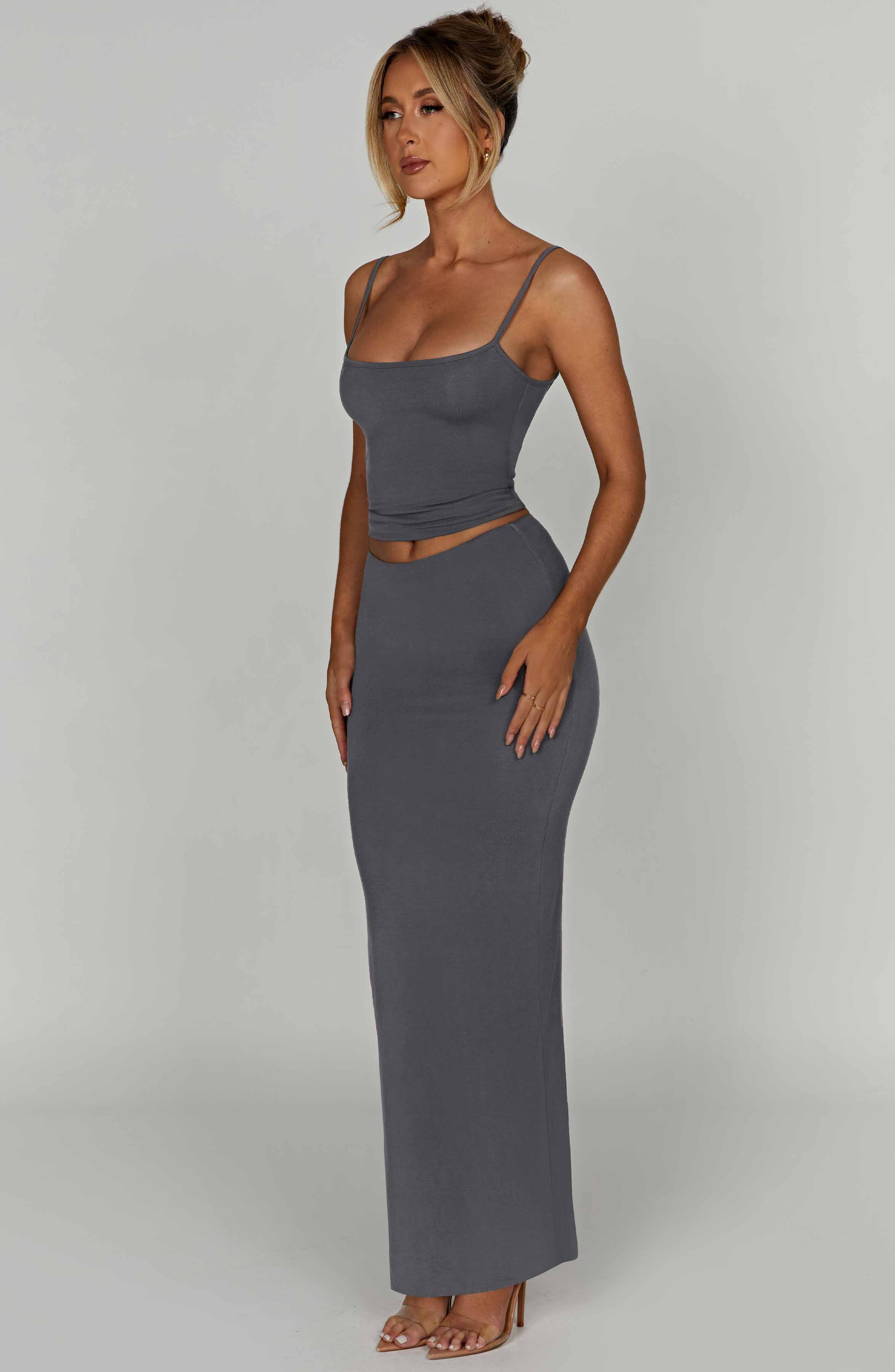 Yazmin Maxi Skirt - Charcoal - Image 3