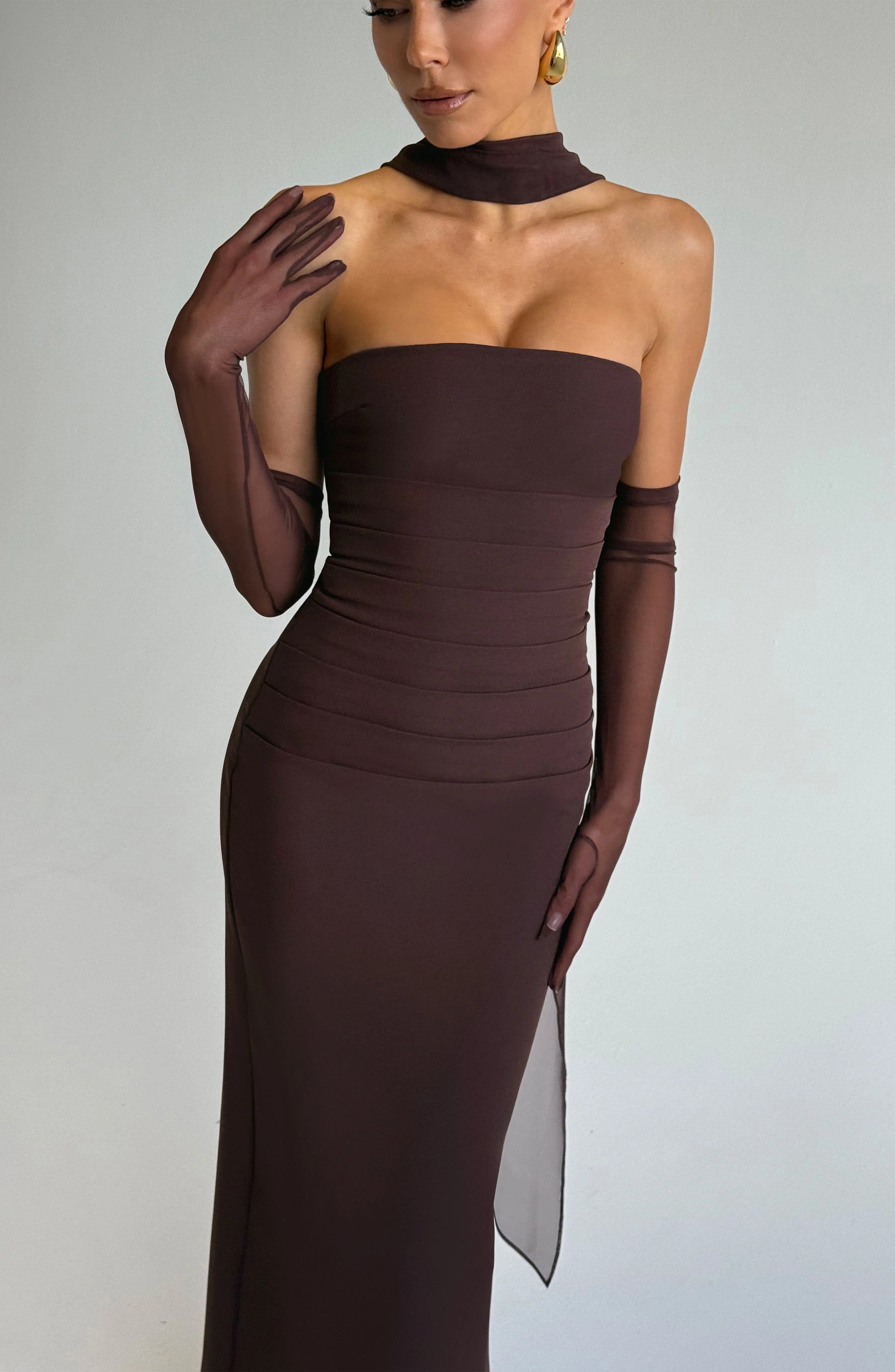 Yulia Maxi Dress - Plum Brown - Image 3