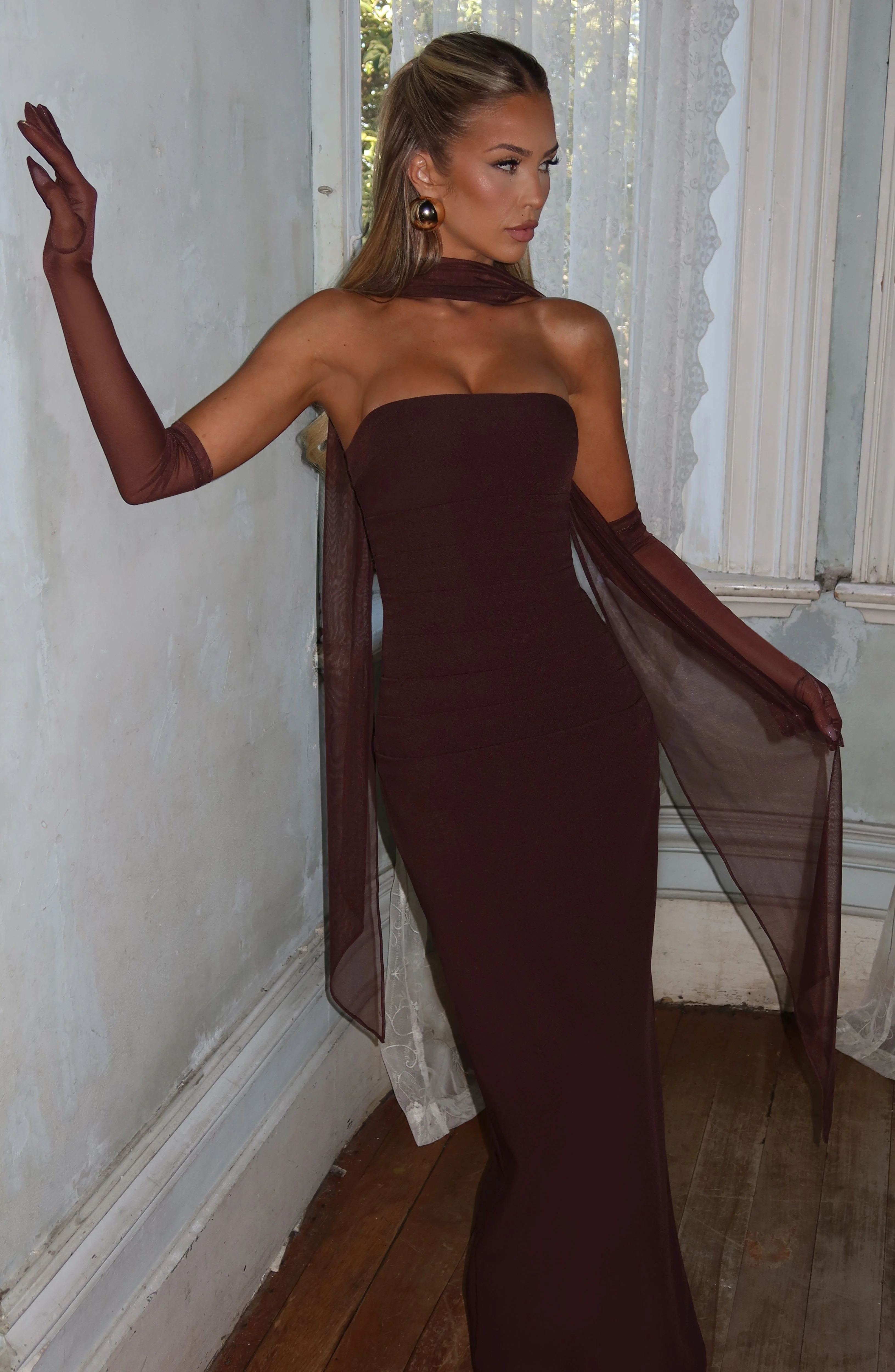 Yulia Maxi Dress - Plum Brown - Image 9
